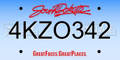 4KZO342 South Dakota License Plate