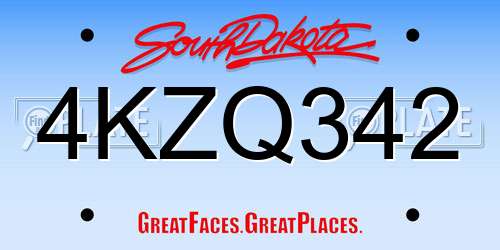 4KZQ342 South Dakota License Plate