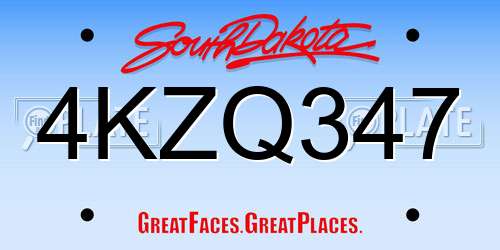 4KZQ347 South Dakota License Plate