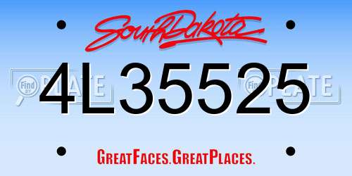 4L35525 South Dakota License Plate
