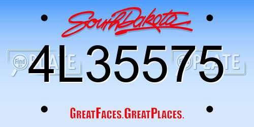 4L35575 South Dakota License Plate