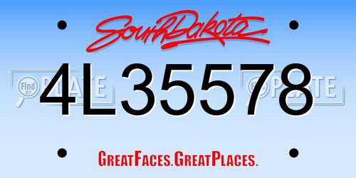 4L35578 South Dakota License Plate
