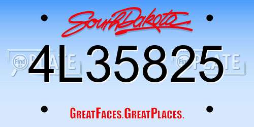 4L35825 South Dakota License Plate