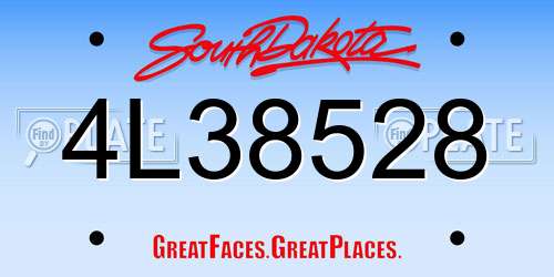 4L38528 South Dakota License Plate