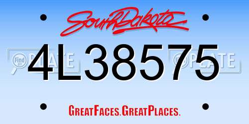 4L38575 South Dakota License Plate