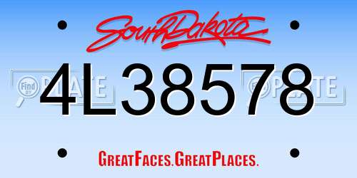 4L38578 South Dakota License Plate