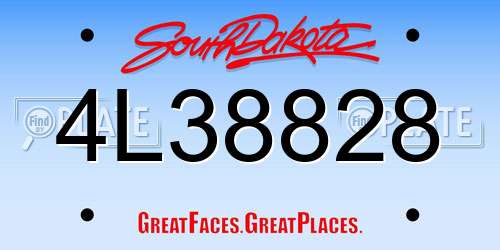 4L38828 South Dakota License Plate