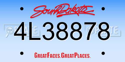 4L38878 South Dakota License Plate