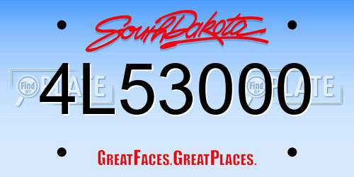 4L53000 South Dakota License Plate