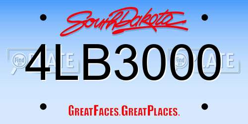4LB3000 South Dakota License Plate