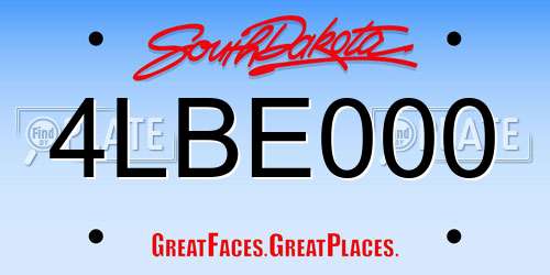 4LBE000 South Dakota License Plate