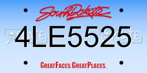 4LE5525 South Dakota License Plate