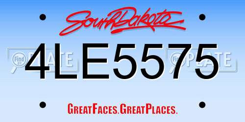 4LE5575 South Dakota License Plate