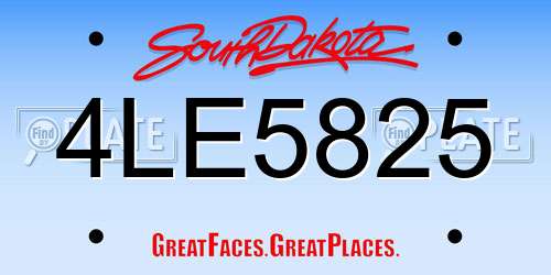 4LE5825 South Dakota License Plate