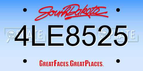 4LE8525 South Dakota License Plate