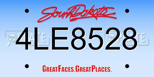 4LE8528 South Dakota License Plate