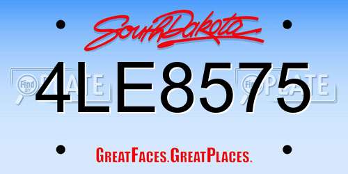 4LE8575 South Dakota License Plate