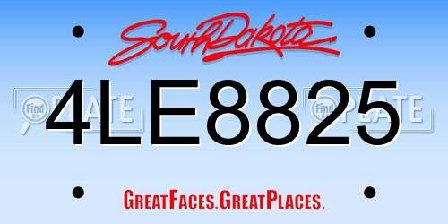 4LE8825 South Dakota License Plate