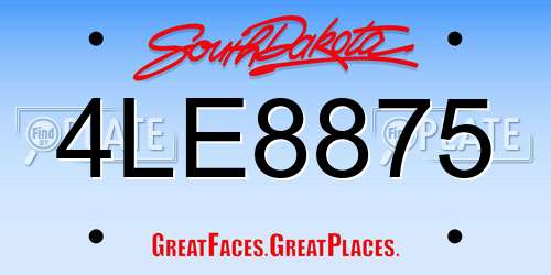 4LE8875 South Dakota License Plate