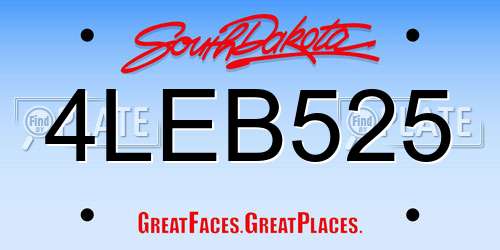 4LEB525 South Dakota License Plate