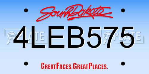 4LEB575 South Dakota License Plate