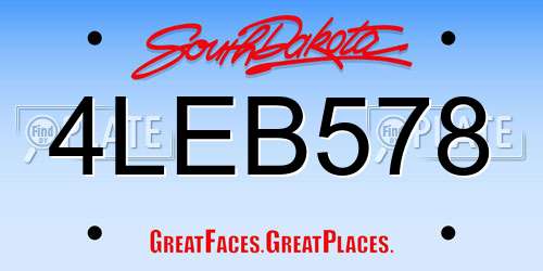 4LEB578 South Dakota License Plate