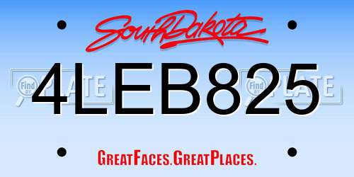 4LEB825 South Dakota License Plate