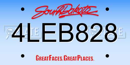 4LEB828 South Dakota License Plate