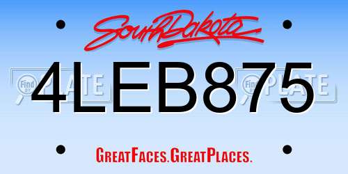 4LEB875 South Dakota License Plate