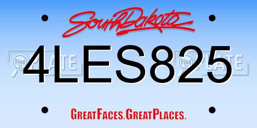 4LES825 South Dakota License Plate