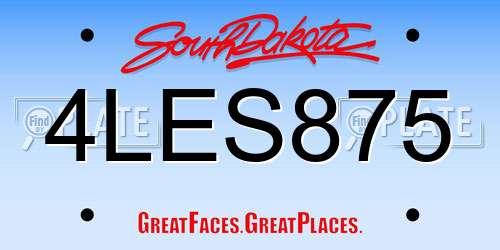 4LES875 South Dakota License Plate