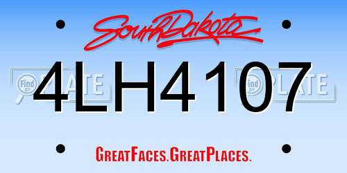 4LH4107 South Dakota License Plate