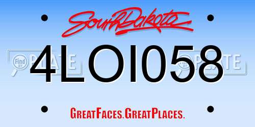 4LOI058 South Dakota License Plate