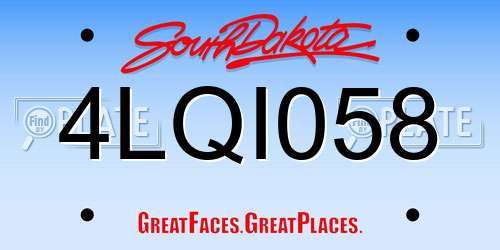 4LQI058 South Dakota License Plate