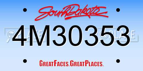 4M30353 South Dakota License Plate