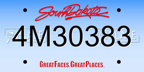 4M30383 South Dakota License Plate