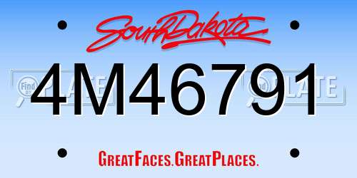 4M46791 South Dakota License Plate