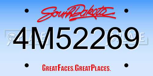 4M52269 South Dakota License Plate