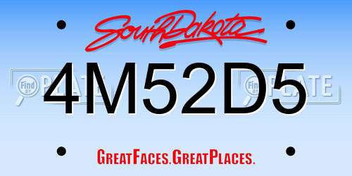 4M52D5 South Dakota License Plate