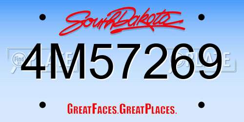 4M57269 South Dakota License Plate