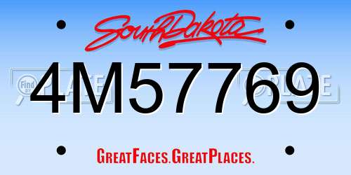 4M57769 South Dakota License Plate