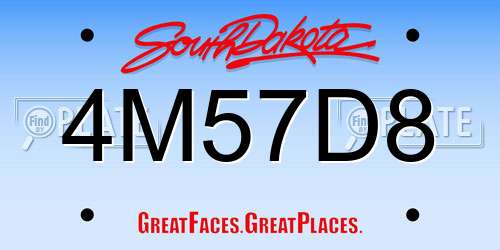 4M57D8 South Dakota License Plate