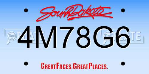 4M78G6 South Dakota License Plate