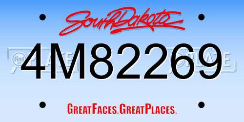 4M82269 South Dakota License Plate