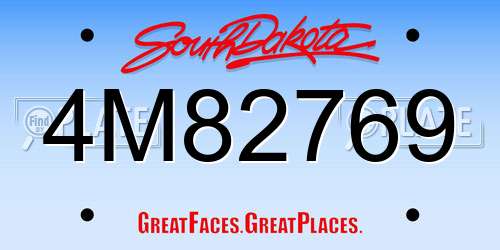 4M82769 South Dakota License Plate