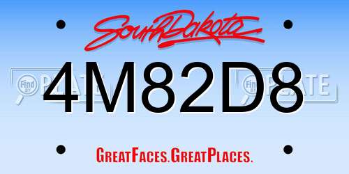 4M82D8 South Dakota License Plate