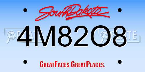 4M82O8 South Dakota License Plate