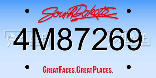 4M87269 South Dakota License Plate