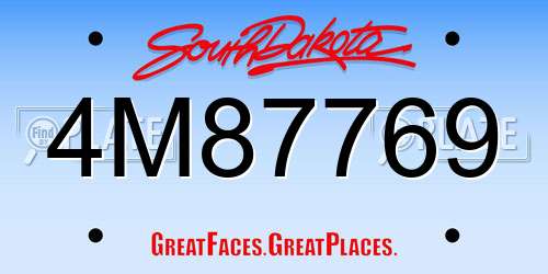 4M87769 South Dakota License Plate
