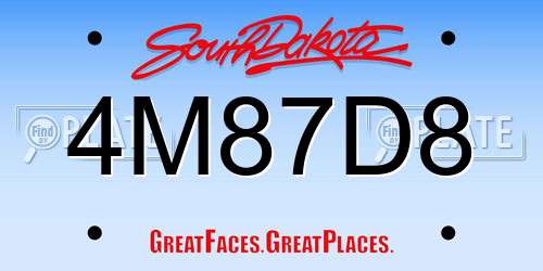 4M87D8 South Dakota License Plate